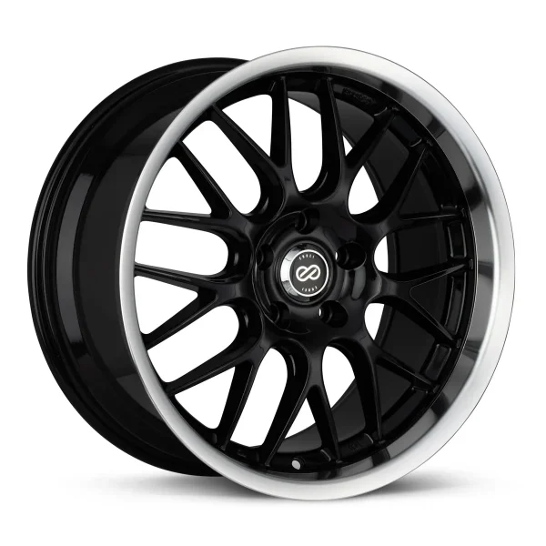 Enkei Lusso 18x7.5 42mm Offset 5x114.3 Bolt Pattern 72.6 Bore Black w/ Machined Lip Wheel