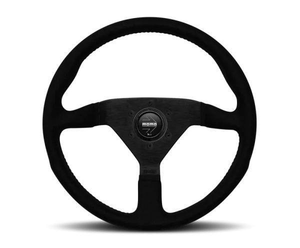 Momo Montecarlo Alcantara Steering Wheel 350 mm - Black/Black Stitch/Black Spokes