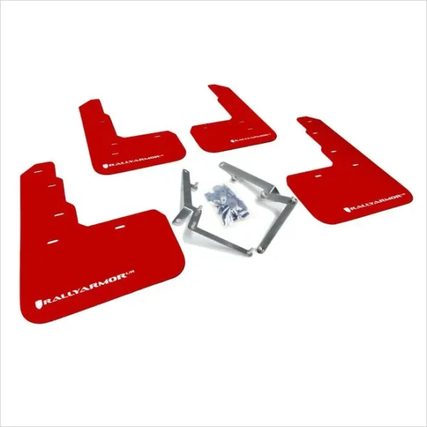 Rally Armor 17-22 Honda Civic Type R Red UR Mud Flap w/White Logo